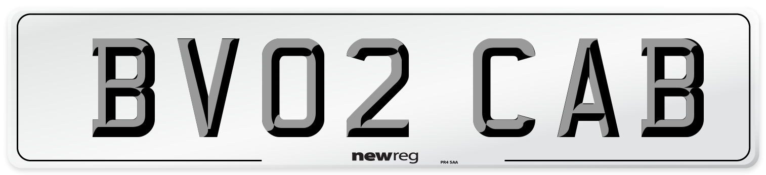 BV02 CAB Number Plate from New Reg